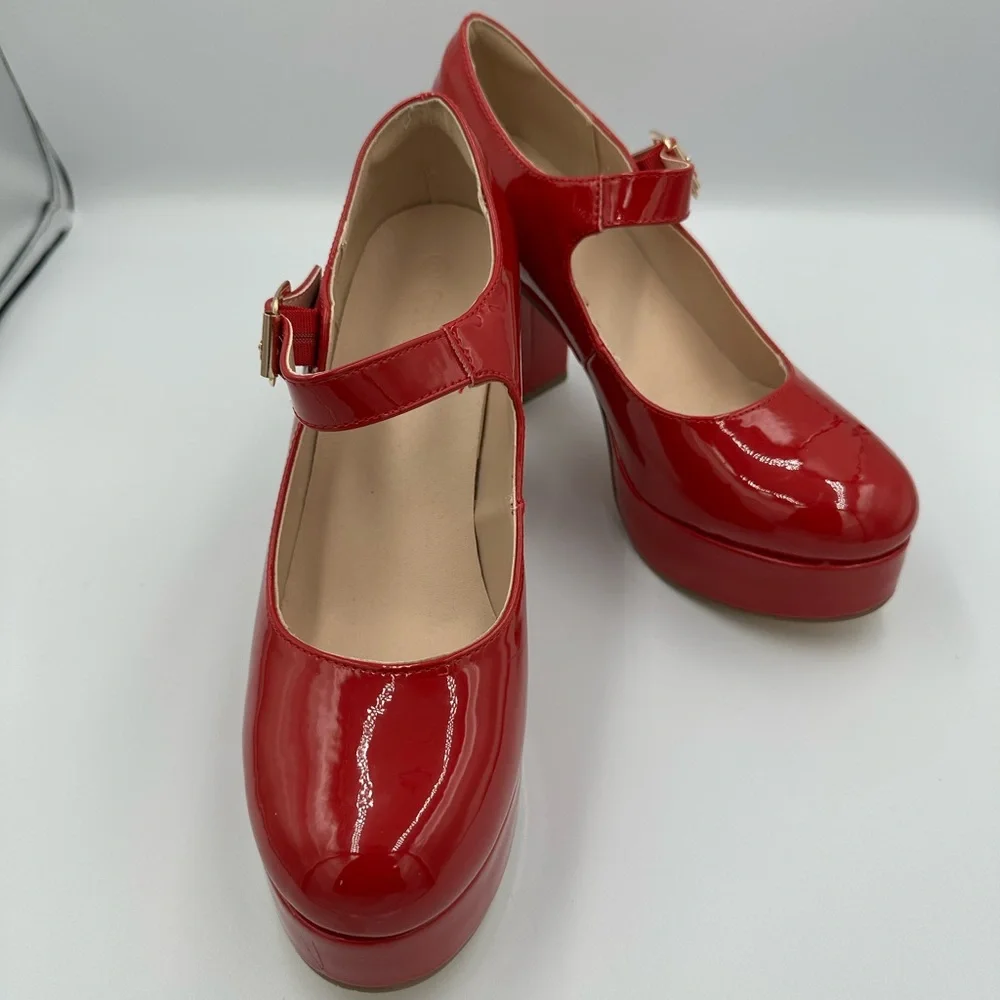 Fireside Red Patent Mary Jane Platform Heels – Size 8.5